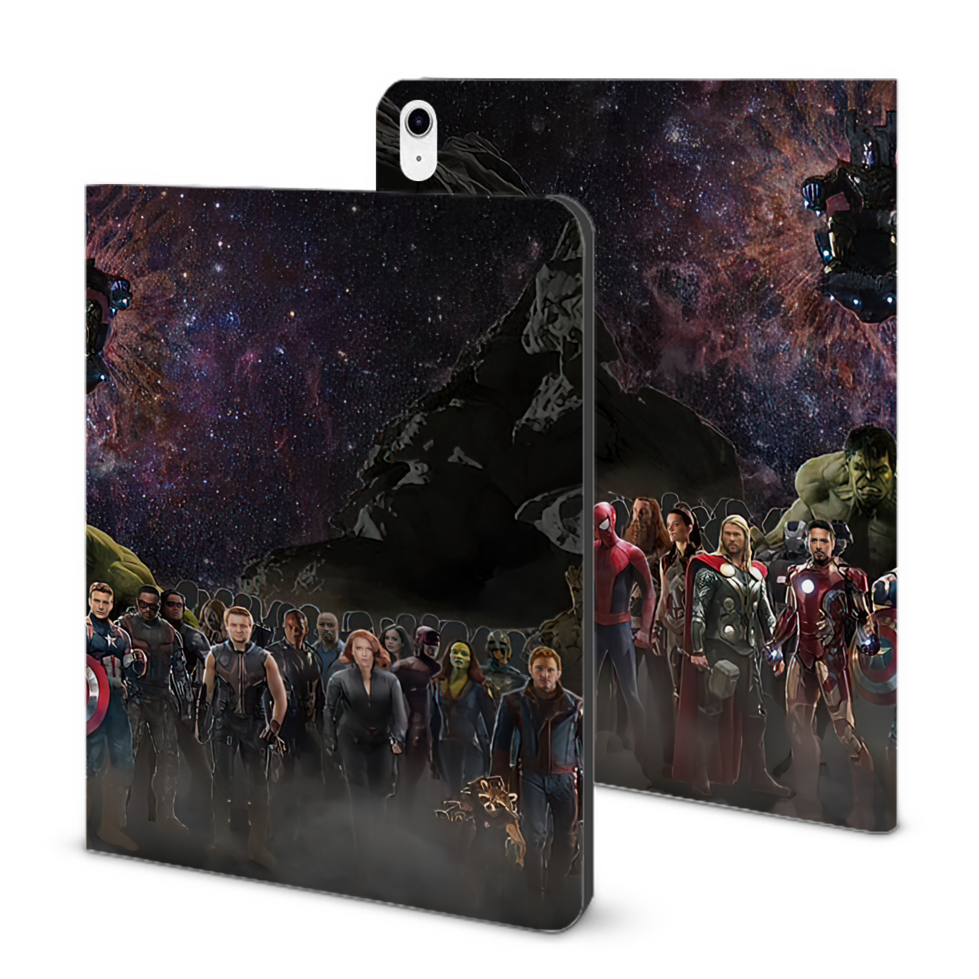 （画像用） アベンジャーズ The Avengers IPad ケース ブック型 PUレザー TPU 耐衝撃 軽量 薄型 ペン収納なし 全面保護 IPad 各モデル対応